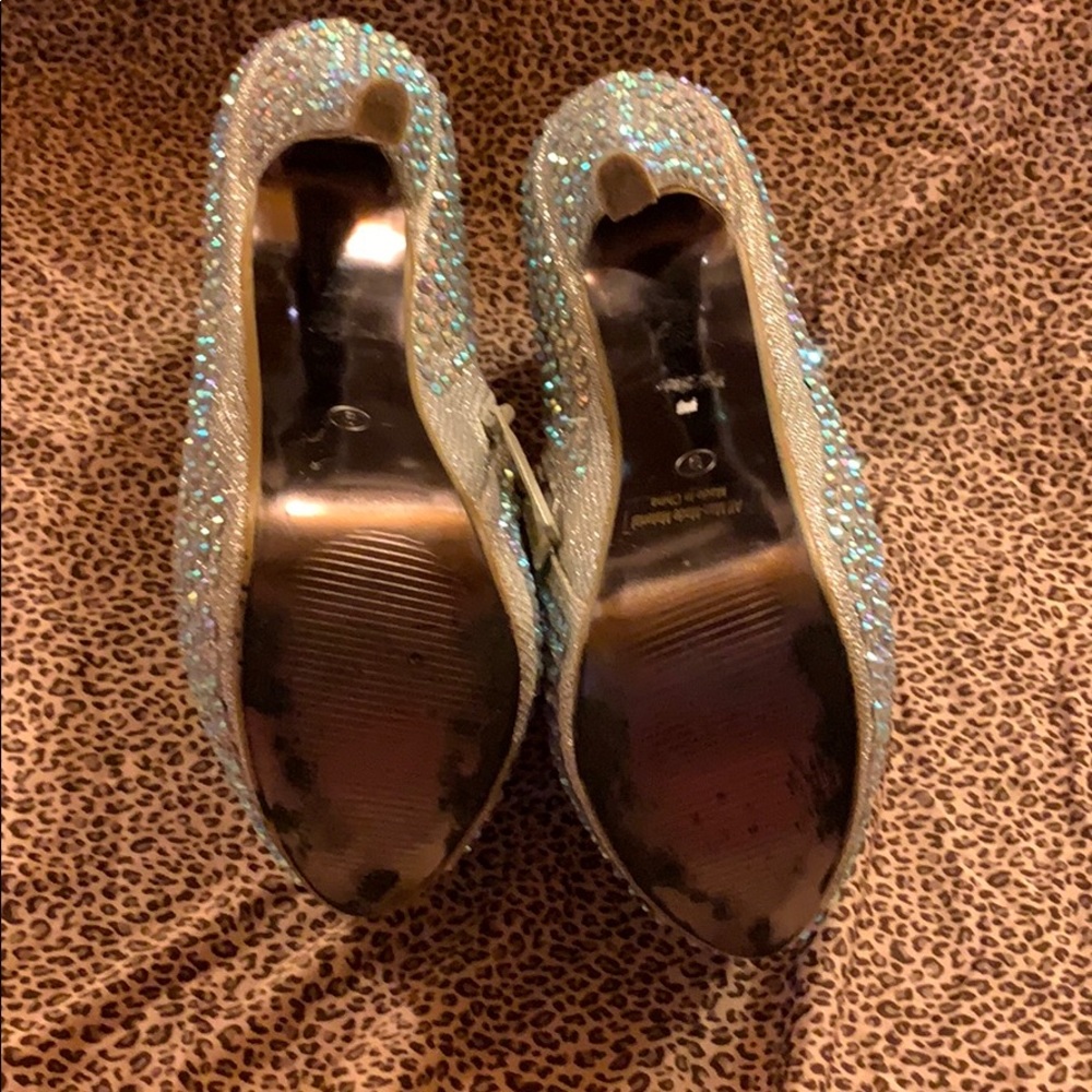 Silver Rhinestone Platform Booties - image 4